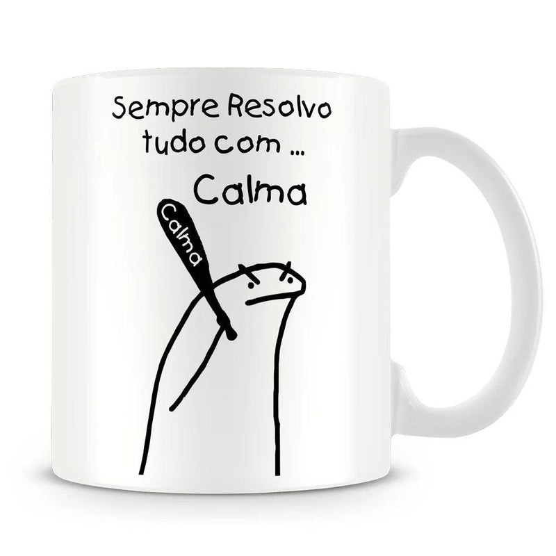 Caneca Personalizada Meme Flork - Resolvo Tudo com Calma