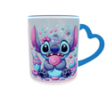 Caneca  Stitch Alça Coração